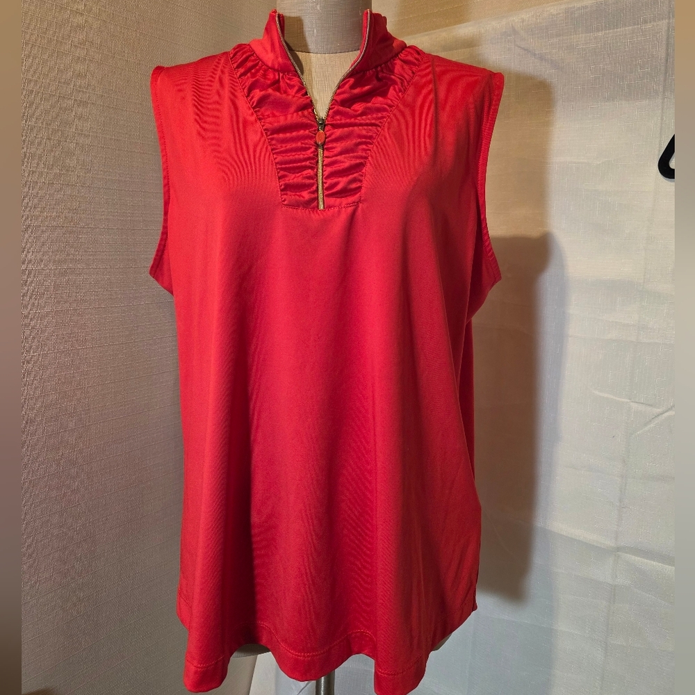 EP PRO Tour Tech - Red Sleeveless Golf 1/4 Zip Polo/Top. Sz XL. ECU